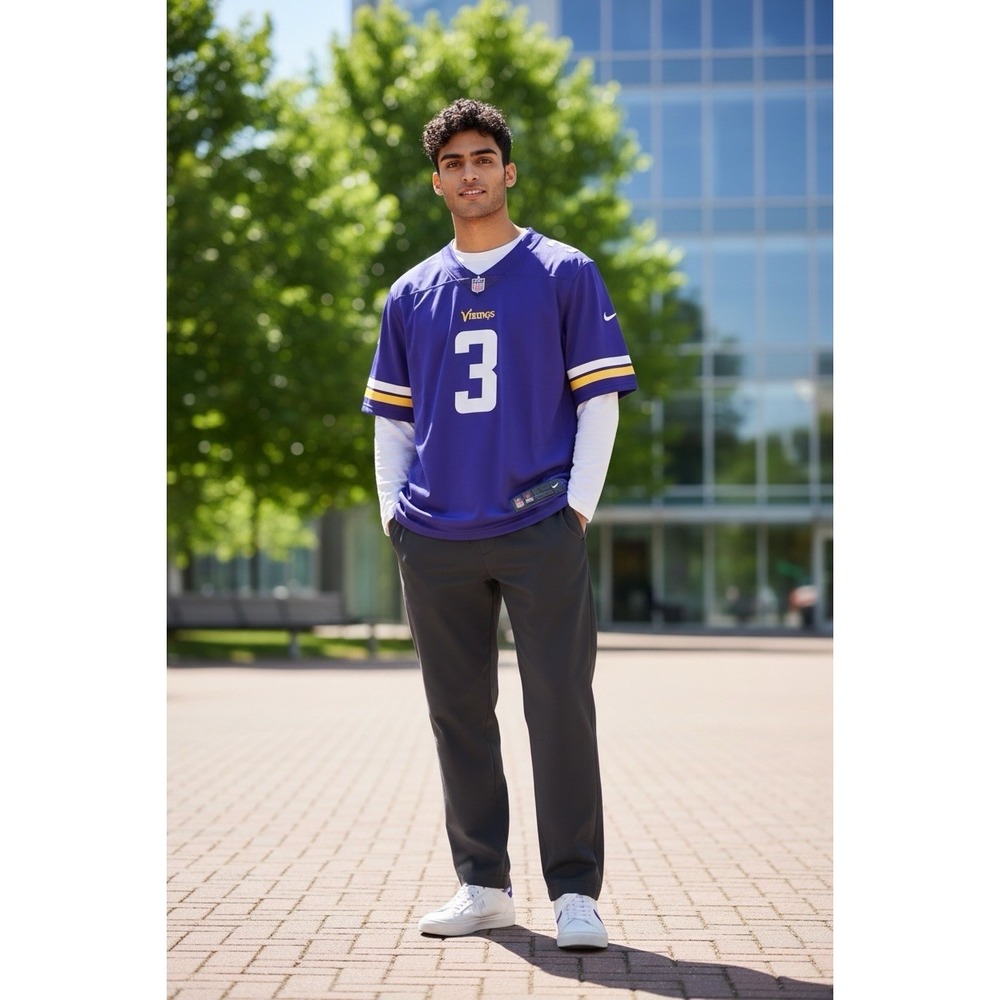 Nike Jordan Addison Minnesota Vikings Purple Game Jersey Mens Size L Large #3